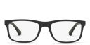 Shop Emporio Armani Eagle Logo Wide Rectangle Eyeglasses online.