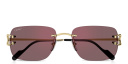 Shop Cartier Signature C de Cartier Rimless Rectangle Sunglasses online.