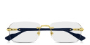 Shop GUCCI Web Wide Rimless Rectangle Eyeglasses online.