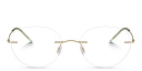 Shop GIORGIO ARMANI Logo Rimless Panthos Eyeglasses online.