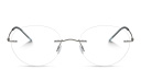 Shop GIORGIO ARMANI Logo Rimless Panthos Eyeglasses online.