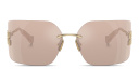 Shop MIU MIU Runway Rimless Wide Irregular Sunglasses online.