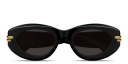 Shop BOTTEGA VENETA Bold Ribbon Oval Sunglasses online.