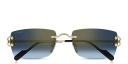 Shop Cartier Signature C de Cartier Rimless Rectangle Sunglasses online.