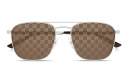 Shop GUCCI Engraved Logo Square Sunglasses online.
