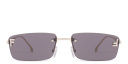 Shop FENDI First Crystal Rimless Rectangle Sunglasses online.