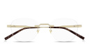 Shop Dunhill Rollagas Titanium Rimless Round Eyeglasses online.