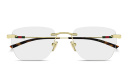 Shop GUCCI Web Rimless Rectangle Eyeglasses online.