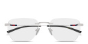 Shop GUCCI Web Rimless Rectangle Eyeglasses online.