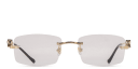 Shop Cartier Panthère de Cartier Rimless Rectangle Eyeglasses online.