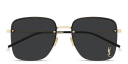 Shop SAINT LAURENT YSL Logo Oversized Half-Rim Square Sunglasses online.