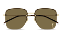 Shop SAINT LAURENT YSL Logo Oversized Half-Rim Square Sunglasses online.