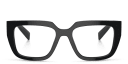 Shop PRADA Logo Irregular Eyeglasses online.