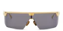 Shop BALMAIN Major Unisex Half-Rim Wide Mask Sunglasses online.