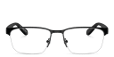 Shop Emporio Armani Logo Wide Half-Rim Irregular Eyeglasses online.