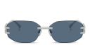 Shop VERSACE Damier Plaque Rimless Irregular Sunglasses online.