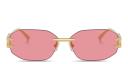 Shop VERSACE Damier Plaque Rimless Irregular Sunglasses online.
