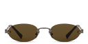 Shop MIU MIU Vertical Logo Rimless Oval Sunglasses online.