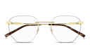 Shop Dunhill Signature Barley Bridge Rimless Irregular Eyeglasses online.