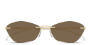 Shop Alexander McQueen T-Bar Slim Unisex Rimless Irregular Sunglasses online.
