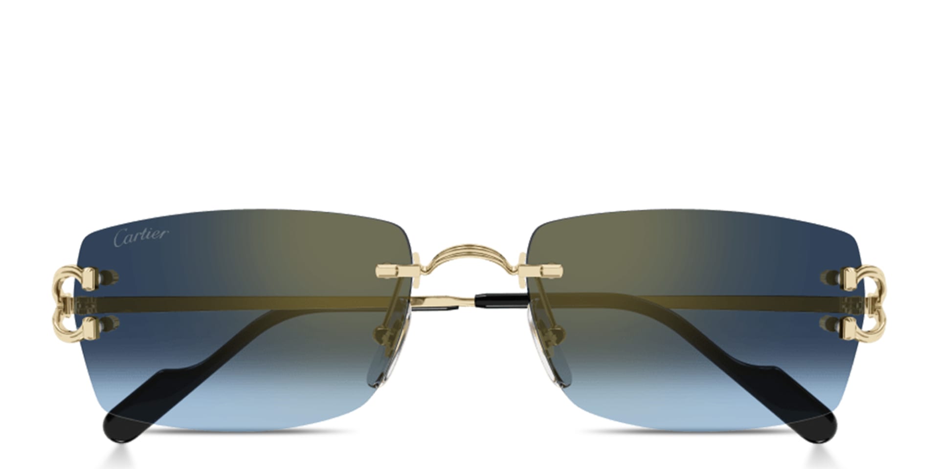 Buy Cartier Signature C de Cartier Rimless Rectangle Sunglasses 