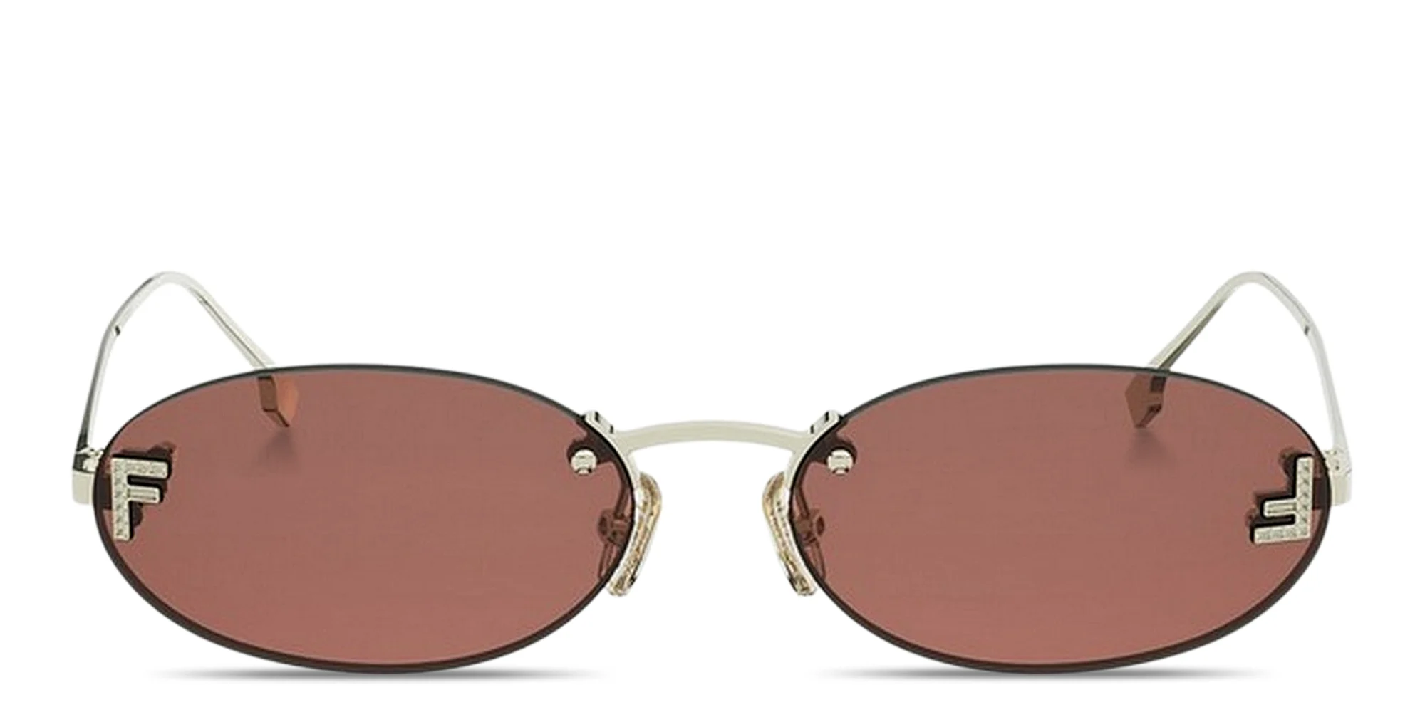 Authentic Fendi First Oval Sunglasses with Crystal embellished F logo on frames Fendi Fendi First Crystal 54mm Oval Sunglasses | Neiman Marcus main image 2