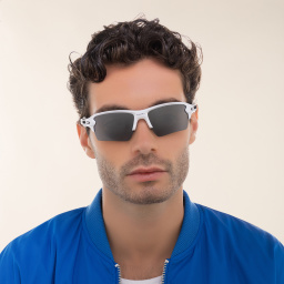 تسوق نظارات شمسية فلاك 2.0 إكس أل مستطيلة بإطار نصفي اوكلي بلون أسود لامع أونلاين.