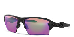 Shop Oakley Flak 2.0 XL Half-Rim Rectangle Sunglasses in Polished Black online.