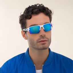 Oakley Flak 2.0 XL Half-Rim Rectangle Sunglasses in Polished White – Product Photo 6