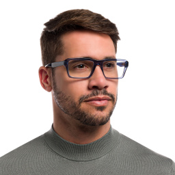 Emporio Armani Wide Rectangle Eyeglasses in Shiny Transparent Blue – Product Photo 5