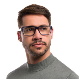 Emporio Armani Wide Rectangle Eyeglasses in Shiny Transparent Blue – Product Photo 6