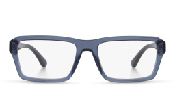 Emporio Armani Wide Rectangle Eyeglasses in Shiny Transparent Blue – Product Photo 1