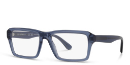 Emporio Armani Wide Rectangle Eyeglasses in Shiny Transparent Blue – Product Photo 2