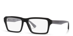 Emporio Armani Wide Rectangle Eyeglasses in Shiny Black – Product Photo 2