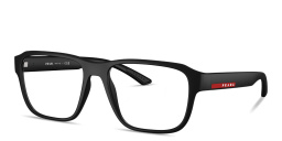 Prada Linea Rossa Logo Signature Irregular Eyeglasses in Rubber Black – Product Photo 2