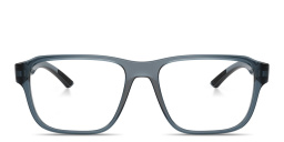 Shop Prada Linea Rossa Logo Signature Irregular Eyeglasses in Transparent Azure online.