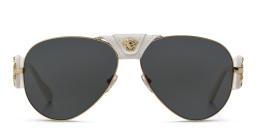 Shop VERSACE Aviator Sunglasses in Gold online.