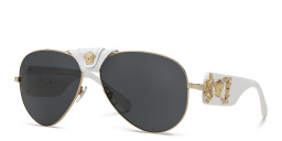 Shop VERSACE Aviator Sunglasses in Gold online.