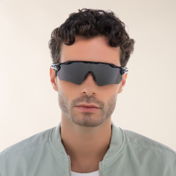 Shop Oakley Radar EV Path Half-Rim Mask Sunglasses in Polished Black online.