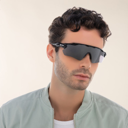 Shop Oakley Radar EV Path Half-Rim Mask Sunglasses in Polished Black online.