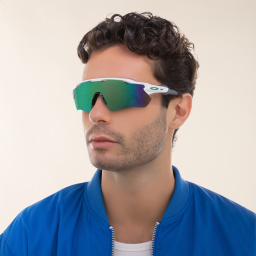 Shop Oakley Radar EV Path Half-Rim Mask Sunglasses in Polished White online.