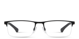 Emporio Armani Half Rim Rectangle Eyeglasses in Rubber Black – Product Photo 1