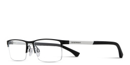 Shop Emporio Armani Modern Half-Rim Rectangle Eyeglasses in Rubber Black online.