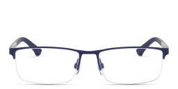 Logo Signature Half-Rim Rectangle Eyeglasses من امبوريو أرماني بلون مطاط أزرق - صورة المنتج 1