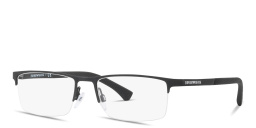 Emporio Armani Logo Signature Half-Rim Rectangle Eyeglasses in Black – Product Photo 2