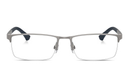 Shop Emporio Armani Half Rim Rectangle Eyeglasses in Matte Gunmetal online.