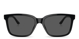 Shop VERSACE Medusa Rectangle Sunglasses in Black online.