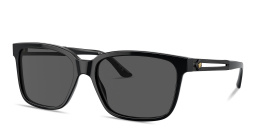 Shop VERSACE Medusa Rectangle Sunglasses in Black online.