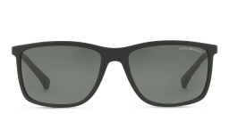 Emporio Armani Rectangle Sunglasses in Rubber Black – Product Photo 1