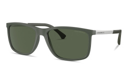 Shop Emporio Armani Logo Rectangle Sunglasses in Green online.